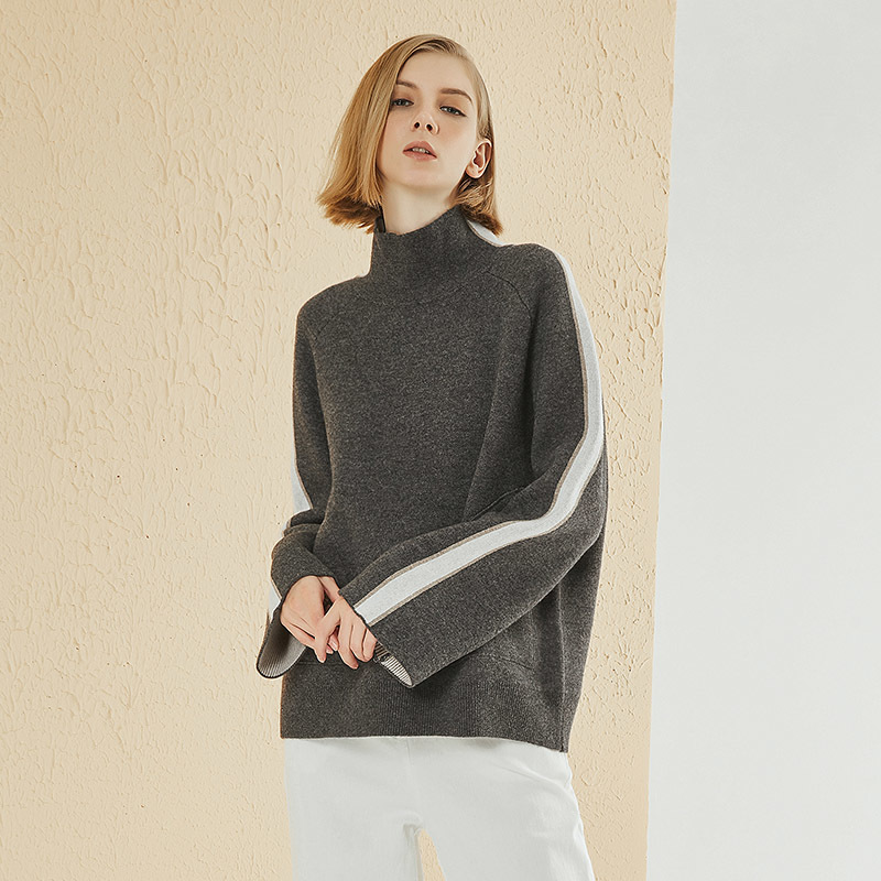 Red Turtle-neck Knit Pullover Sweater