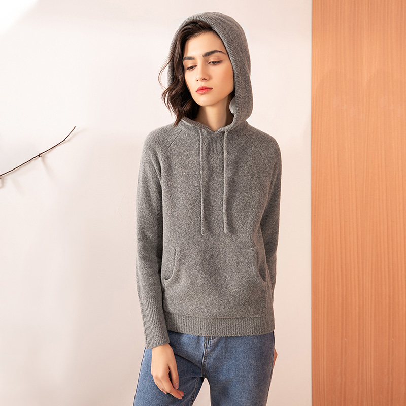 Wool Sport Sweater Knit Jumper With Hood